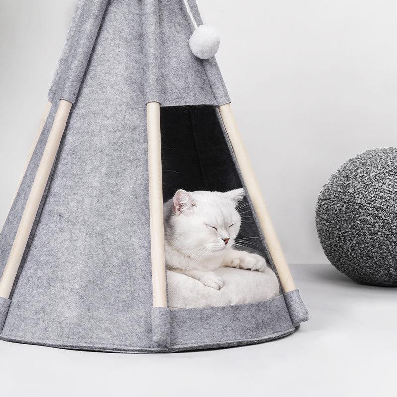 ZEZE Felt Teepee Pet Tent With Cushion Bed - Pets Villa