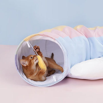 ZEZE Foldable Rainbow Cat Tunnel Cat Bed