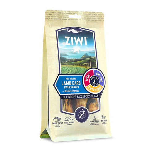 ZIWI PEAK Lamb Ears Liver Coated Dog Treats 60g - Pets Villa